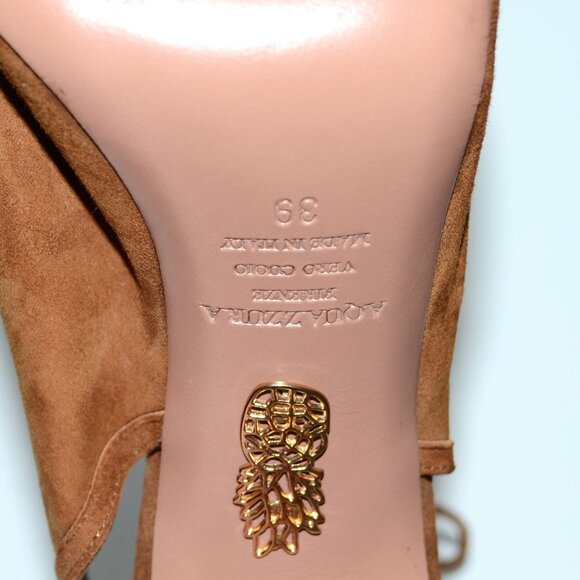 Aquazzura Brown Suede Cutout Get Me Everywhere 105 Heels SIZE 9 EU 39 - Picture 14 of 14